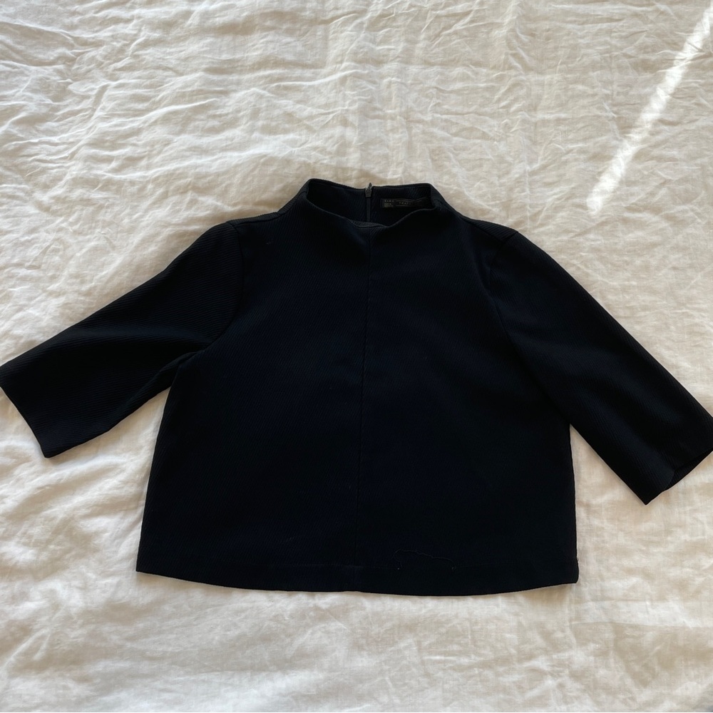 Zara Black Cropped Mock Neck Topper Size M